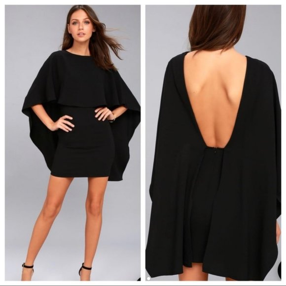 Lulu’s the best is yet to come Black Cape Drape Dress Size XS - Picture 1 of 12
